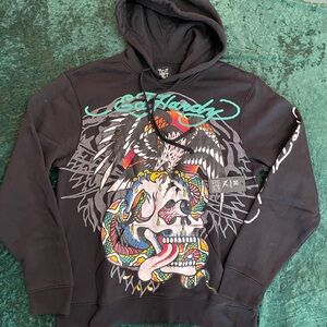 Ed Hardy Graphic Hoodie - Black and Multicolor